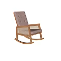 Modern Wooden Rocking Chair With Pink Cushion And Mesh Armrests Design