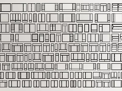 Abstract Geometric Pattern With Various Rectangles In Black And White Design 3d model