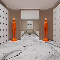 Modern Beauty Hair Salon Interior With Elegant Reception Marble Floor And Bright Lighting