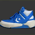 Blue High Top Casual Sneakers Featuring Star Pattern THE DESIGN Label And White Soles