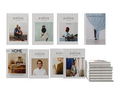 KINFOLK Lifestyle Magazines With Various Covers Including HOME Issue And Stacked Collection 3d model