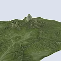 Natural Garden Landscape With Green Meadow Winding Path Mountain Peak And Rolling Hills