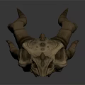 Detailed Animal Skull Organ Structure With Horns And Textured Bone Surface