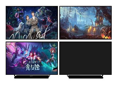 Television Showcasing Game Animated Scenes Movie Content And Black Screen 3d model