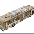 Dilapidated Rusted Old Bus With Faded Paint Broken Windows And Worn Exterior