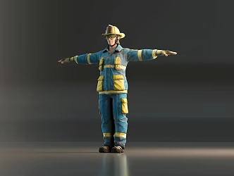 Modern firefighter 3d model