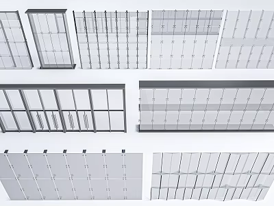 Various Glass Partition Designs With Different Frame Styles And Panel Structures 3d model