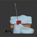 Snow Covered Wooden Cabin Model With Snow Mound Red Blocks And Winter Decorative Items
