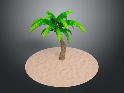 Vibrant Green Palm Tree With Lush Leaves Standing On Isolated Sandy Surface 3d model