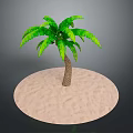 Vibrant Green Palm Tree With Lush Leaves Standing On Isolated Sandy Surface