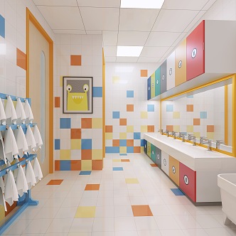 Modern Toilet Ocean Theme Kindergarten Toilet 3d model