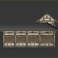 Traditional Wooden Architecture With Symmetrical Design Tile Roof And Veranda Structure