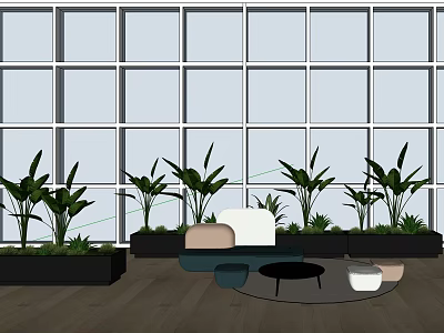 Modern Outdoor Sofa Exterior Landscape Casual Sofa Bird of Paradise Plant 3d model