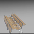 Modern Public Chair With Wooden Seat Backrest And Metal Frame Armrests For Public Spaces