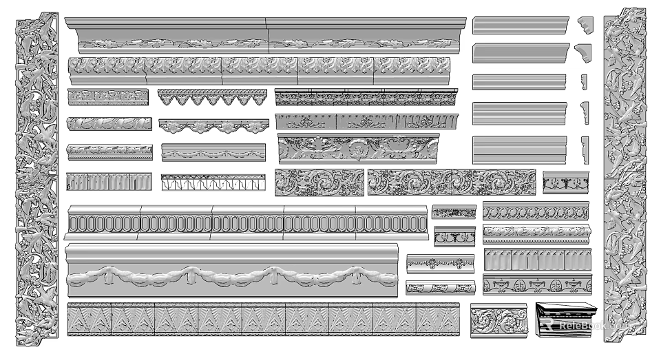 Decorative Architectural Corner Trim Designs With Various Ornamental Patterns And Styles 3d model 