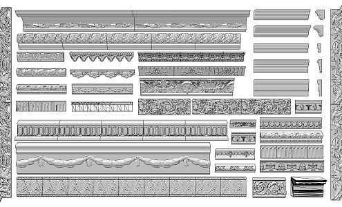 European-style Corner Classical Gypsum Carved Line Wall Panel 3d model