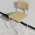 Simple Design Single Chair with Wooden Seat Backrest and Metal Legs
