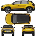 Yellow Jeep SUV Front And Rear View 3d model