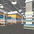 Spacious Supermarket Interior With Bright Lighting Well Organized Shelves And Products