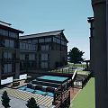 Traditional Modern Hotel Building With Multi Story Design And Wooden Accents
