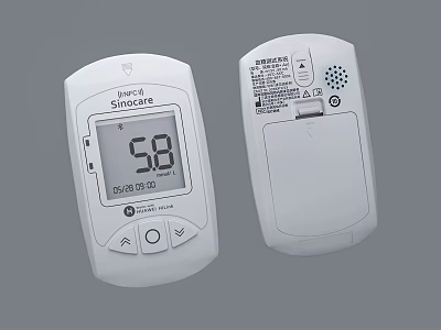 Portable Digital Blood Glucose Meter Medical Device with Clear LCD Display and Easy Operation Buttons 3d model