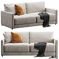 Light Gray Sofa Interior Design With Orange Pillow And Dark Blanket 3d model