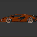 Red Sports Car With Sleek Aerodynamic Design And Orange Alloy Wheels