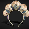 Elegant Shell Shaped Jewelry Headband With Intricate Design And Colorful Details