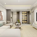 Modern Hotel Guest Room Interior With Comfortable Sofa TV Wall And Bookshelf