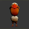 Cute Cartoon Bird Character With Orange Beak Large Belly White And Orange Feathers Red Feet