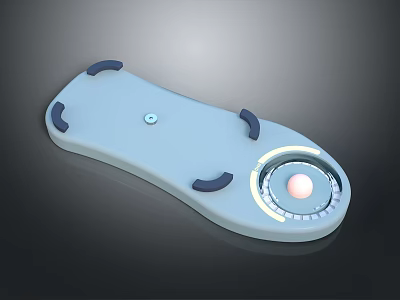 Light Blue Panel Device With Curved Parts And Circular Control Section Featuring Pink Sphere 3d model
