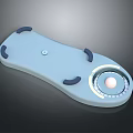 Light Blue Panel Device With Curved Parts And Circular Control Section Featuring Pink Sphere 3d model