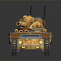 Golden Tank with Number 68 Two Antennas Cannon and Tracks 3D Model Design