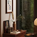 Cozy Wooden Rocking Chair With Pillow And Moon Decor By Window With Green View