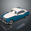 Vintage Blue And White Classic Car With Retro Design And Shiny Exterior Finish