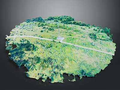 Scenic Natural Landscape With Lush Green Vegetation Winding Path And Rolling Hills 3d model