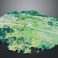 Scenic Natural Landscape With Lush Green Vegetation Winding Path And Rolling Hills