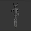 Multi barrel mechanical weapon with heavy duty metal texture and stable base 3d model