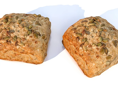 Homemade Whole Grain Bread Topped With Fresh Pumpkin Seeds And Nutty Texture 3d model
