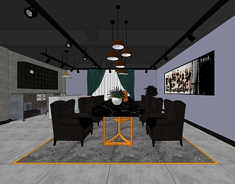 Industrial LOFT Leisure Room Barber Shop 3d model