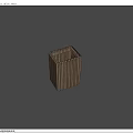 Wooden Square Storage Container With Vertical Striped Design For Daily Home Use
