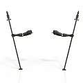 Pair Of Black Metal Decorative Brackets With Spiked Top And Curved Arm Design