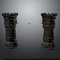 Ornate Medieval Castle Towers With Crenellated Tops And Decorative Stone Bases