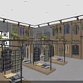 Modern Clothing Store Interior With Mannequins Hanging Clothes And Display Racks