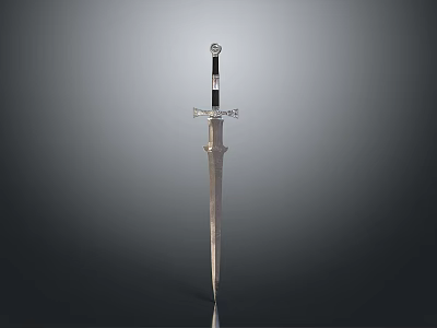 Medieval Metal Sword With Decorative Hilt And Sharp Silver Blade 3d model
