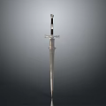 Medieval Metal Sword With Decorative Hilt And Sharp Silver Blade