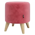 Round Upholstered Storage Stool With Wooden Legs And Multiple Colors For Living Room