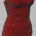 Red Strapless Slim Fit Jumpsuit Featuring Wrinkle Detail And Fashionable Style