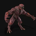 Red Muscular Scaled Monster Character With Sharp Teeth And Claws In Standing Pose 3d model