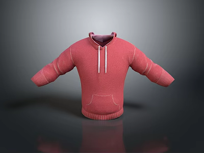 Red Casual Hoodie With Drawstring And Front Pocket For Daily Use 3d model